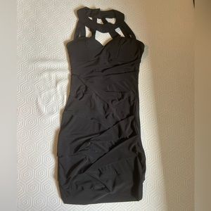 black bodycon dress with neck cutout (size 1/2)